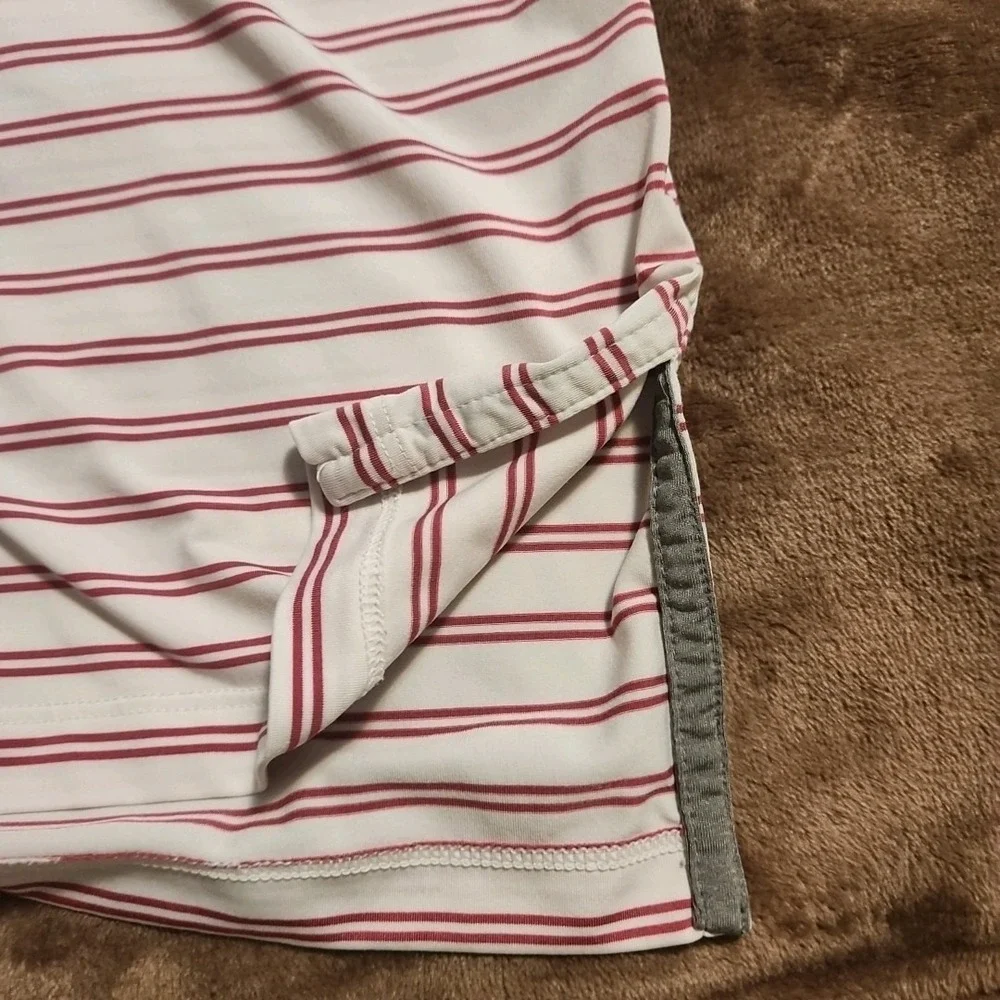 Ralph Lauren RLX Polo Shirt Mens XL Pink White Stripe Golf Stretchy